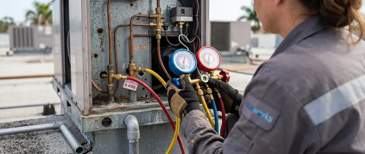 Tampa Bay commercial mechanical systems — Blue Works technicians on site